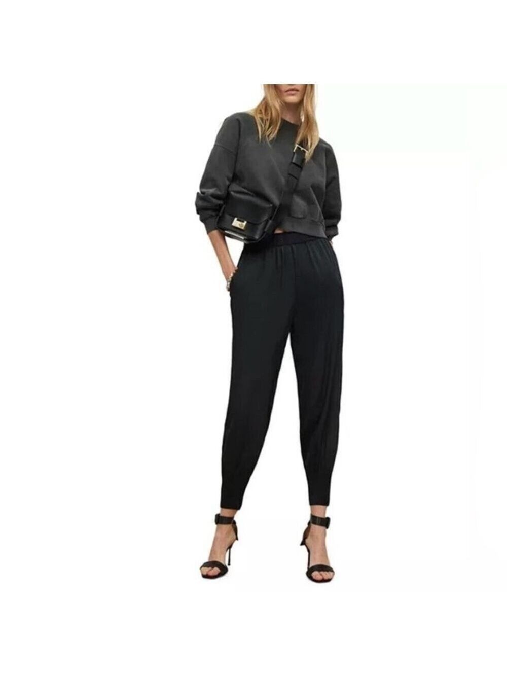 AllSaints Nala Black Pull On Jogger Pants Trousers Size 12 NWT
